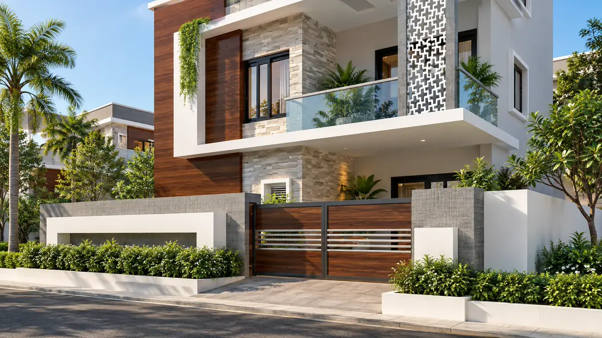 Villa entrance gate concept render