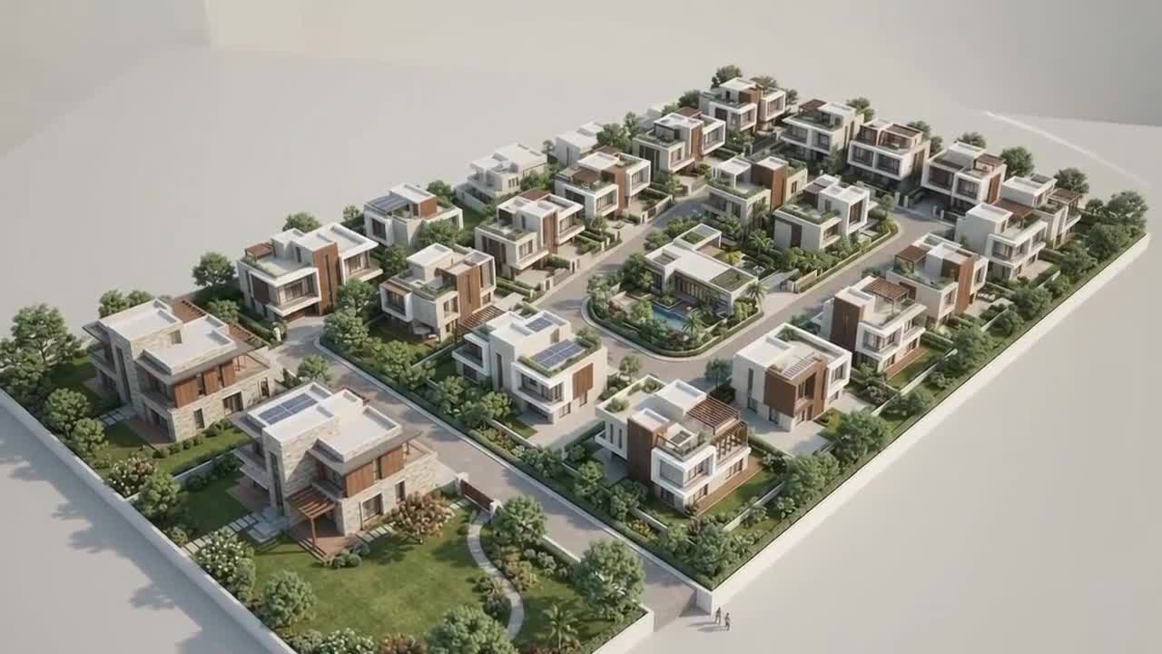 Architectural scale model of the Sai Keerthi Grandeur villa community